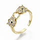 Brass Micro Pave Clear Cubic Zirconia Cuff Rings RJEW-S044-076-NF-1
