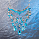 Le donne di moda gioielli di zinco collane collare di vetro in lega di strass fiore pettorina dichiarazione girocollo NJEW-BB15083-D-9