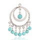 Ring Alloy Synthetic Turquoise Big Pendants PALLOY-I114-51AS-2