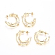 Brass Micro Pave Clear Cubic Zirconia Stud Earrings EJEW-G275-08G-1