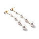 Orecchini pendenti a catena lunga con perle di plastica rotondi STAS-D179-05G-1