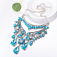 Le donne di moda gioielli di zinco collane collare di vetro in lega di strass fiore pettorina dichiarazione girocollo NJEW-BB15083-D-4