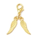 20 Uds. 2 estilos de alas de aleación y decoración colgante de campana de hierro HJEW-JM01309-2