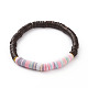 Bracelets extensibles de perles heishi en argile polymère BJEW-JB05811-01-1