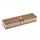 長方形の木製のネックレスボックス  黄麻布とベルベットと  キャメル  24.2x6.5x4.6cm OBOX-N013-04-1