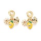Европейские подвески-шармы из латуни с микропаве из прозрачных кубических цирконий и эмали KK-T079-83G-1