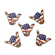 アメリカの国旗をテーマにした片面プリントアスペンウッドジェスチャービッグペンダント  シャカサインチャーム  チョコレート  43.5x55x2.5mm  穴：1.6mm WOOD-G014-17-1
