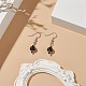 Boucles d'oreilles pendantes rondes en pierre synthétique noire et perles de verre EJEW-JE05163-2