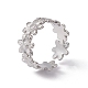 304 кольцо из нержавеющей стали с цветочным узором и открытой манжетой для женщин RJEW-C045-17P-1