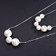 Стерлингового серебра перлы раковины двухуровневый ожерелья NJEW-F188-03-3