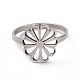 201 ステンレス製の花の指輪  女性のための中空ワイドリング  ステンレス鋼色  usサイズ6 1/2(16.9mm) RJEW-J051-30P-2