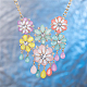 Les femmes de la mode des bijoux zinc colliers alliage verre fleur bib déclaration choker collier NJEW-BB15068-C-9