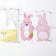 プラスチック製のクッキーバッグ  漫画のウサギのカードとステッカー付き  チョコレート用  キャンディ  クッキー  ピンク  13.5x7.3x0.04cm バッグ：18.5x9x0.5cm ステッカー：12.4x5x0.02cm ABAG-D0012-01D-2