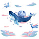 超ダント大型クジラ壁デカール空雲のカラフルなクジラ壁ステッカー DIY 剥がして貼る取り外し可能な壁画ステッカー子供の寝室保育園リビングルームの装飾 DIY-WH0228-686-1