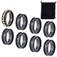 UNICRAFTALE 10Pcs Gunmetal Blank Core Ring Size 10 Stainless Steel Grooved Finger Ring for Inlay Round Empty Ring Blanks with Velvet Pouches for Jewelry Making 20mm STAS-UN0039-22D-1