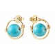 Boucles d'oreilles perles rondes turquoise synthétiques pour fille femmes EJEW-JE04666-05-2