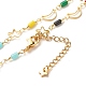 Brass Star & Moon Link Chain Necklace with Glass Beads NJEW-JN03810-1