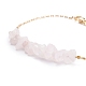 2Pcs 2 Color Natural Rose Quartz Chip Beaded Link Bracelets Set with 304 Stainless Steel Cable Chains BJEW-JB07914-06-5