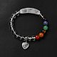 Natural Quartz Crystal & Mixed Gemstone Beaded Stretch Bracelet with Heart Charm for Women BJEW-K164-B25-3