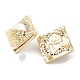 Rhombus Natural Pearl Stud Earrings with Brass Micro Pave Cubic Zirconia and 925 Sterling Silver Pins EJEW-P256-86G-2