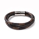Bracelet multi-rangs triple couche cordon cuir microfibre avec 304 boucle aimantée acier inoxydable pour homme femme BJEW-G658-03P-2