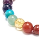 Bracelet extensible perlé de perles rondes en pierres naturelles et synthétiques mélangées BJEW-JB08573-4