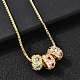 Латунный микропаве разноцветный кубический цирконий 3 рондель подвеска коробка цепочка ожерелья NJEW-K287-03G-3