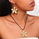 Серьги-подвески из цветочного сплава и ожерелья с подвесками из воскового шнура для женщин FS-WG32CFB-01-2