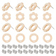 Unicraftale 32 шт. 2 стильные серьги-гвоздики в виде пончиков и цветов из натурального ясеня EJEW-UN0002-28-1