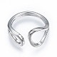 Brass Wire Wrap Teardrop Open Cuff Ring for Women RJEW-T001-96P-1