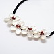 Flower Mother of Pearl Bib Statement Necklaces NJEW-N0014-02-3