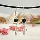 Stylish  Glass Pearl Cross Dangle Earrings EJEW-JE00489-07-1