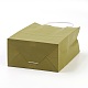 純色クラフト紙袋  ギフトバッグ  ショッピングバッグ  紙ひもハンドル付き  長方形  オリーブ  21x15x8cm AJEW-G020-B-06-3