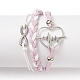 Alloy Heart Beat & 304 Stainless Steel Infinity Links Multi-strand Bracelet BJEW-TA00190-01-1