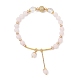 Браслеты с подвесками из натурального розового кварца круглые бусины для женщин BJEW-JB11931-03-2