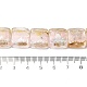 手作りの金砂と銀砂のランプワーク ビーズ  正方形  ピンク  14~14.5x14x6~6.5mm  穴：1.6~1.8mm FOIL-C001-01B-07-4