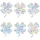 GORGECRAFT 6Pcs Four Leaf Clover Window Decals Static Rainbow Window Clings Non Adhesive Collision Proof Glass Stickers Vinyl Film Home Decorations for Sliding Doors Windows Prevent Birds Strikes DIY-WH0304-221A-1