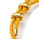 Bracelet à maillons colonne en laiton avec cordons en cuir BJEW-G675-05G-10-3