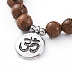 Perles de bois unisexes bracelets à breloques extensibles BJEW-JB04959-02-2