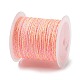 20mポリコットン編み紐  フラット  DIYのジュエリーには  ピンク  2x0.7mm  約21.87ヤード（20m）/ロール OCOR-G015-03A-06-3