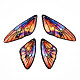 透明樹脂ウィングペンダントセット  金箔  蝶の羽のチャーム  シエナ  29.5~39.5x14.5x2.5mm  穴：0.8mm  2のペア/セット RESI-TAC0021-01D-3