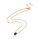 Collar con colgante de rectángulo de rhinestone verde helecho con cadenas de cuerda retorcida NJEW-G074-46G-3