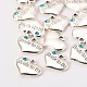 Charms de corazón de estilo tibetano de tono plata antigua para el tema de boda X-TIBEP-N005-10C-2