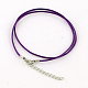 ワックスコットンコードネックレス作り  合金製カニカンとアイアンエンドチェーン付き  プラチナ  暗紫色  17.4インチ（44cm） MAK-S032-1.5mm-107-1