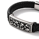 Мужские плетеные черные браслеты из искусственной кожи BJEW-K243-27AS-2