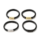 Cuir noir & 304 corde en acier inoxydable bracelet cordon tressé fermoir magnétique pour hommes femmes BJEW-C021-12-1