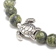 Pulsera elástica con cuentas de tortuga marina redonda y de aleación de piedras preciosas para mujer BJEW-JB08579-5