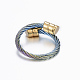 Trendy conjuntos de anillos y brazaletes de torque de 304 acero inoxidable SJEW-H073-05-6