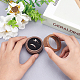 FINGERINSPIRE Walnut Wooden Ring Box (Coffee 5x3.6cm) Round Walnut Ring Organizer with Clear Window Jewelry Ring Box with Two Slots Black Velvet for Proposal CON-WH0072-88-3