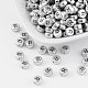 Perles de lettre à trou horizontal acrylique plaqué couleur argent MACR-PB43C9070-R-1